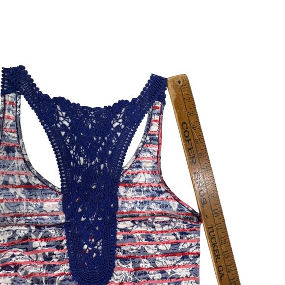 Bit & Bridle Burnout Tank Top Racerback Patriotic Red White & Blue Small - Picture 12 of 13